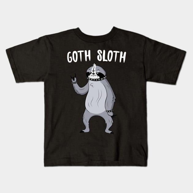 Goth Sloth Kids T-Shirt by Eugenex